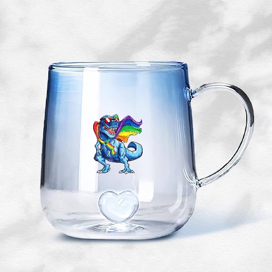 Dinosaur gay pride flag lgbt lesbian bisexual Gradient Glass Mugs