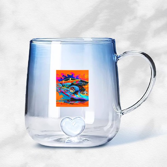 Car Muscle Car Vintage Retro muscle car Gradient Glass Mugs