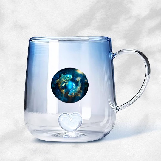 Pisces zodiac sign Gradient Glass Mugs