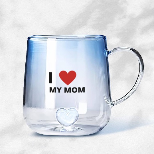 i love my mom Gradient Glass Mugs