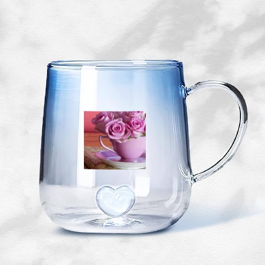 Beautiful Floral print Gradient Glass Mugs