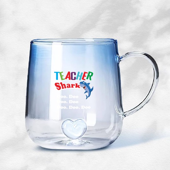Teacher Gradient Glass Mugs Preschool Teacher Shark Funny