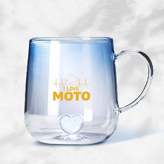 Motorcycle Heartbeat I love my Motorcycle Gradient Glass Mugs