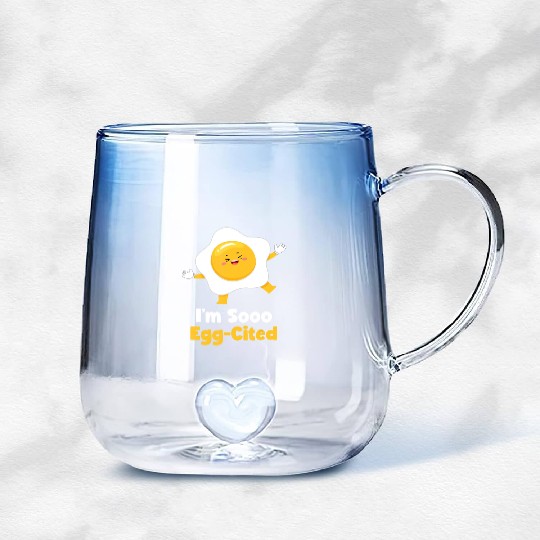 I m Sooo Egg Cited Breakfast Fried Egg Easter Sun Gradient Glass Mugs