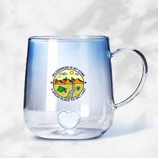 Wilderness Trekking Camping Nature Lover Quote Gradient Glass Mugs