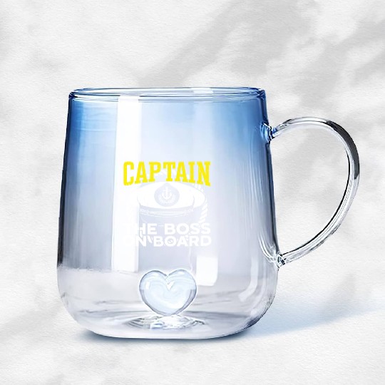 Ship captain captain the boss on board boat owner Gradient Glass Mugs