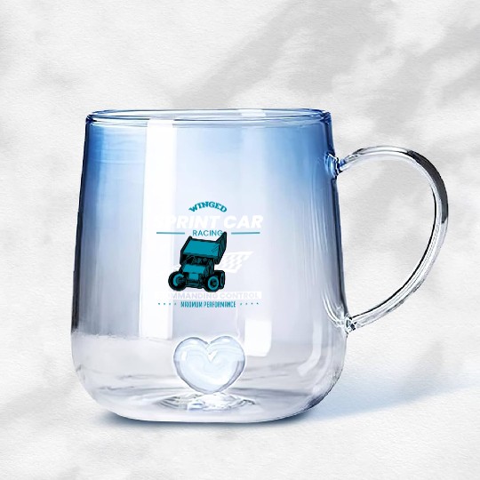 Sprint Car Racing, sprint car, dirt track racers Gradient Glass Mugs