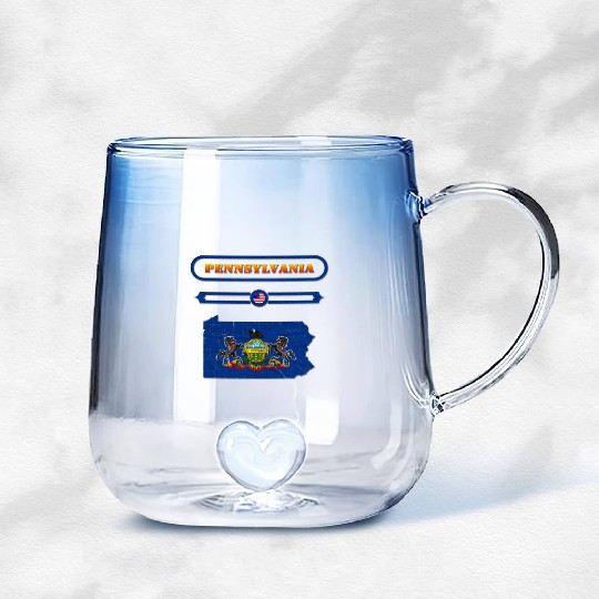 PENNSYLVANIA, MAP OF PENNSYLVANIA. SAMER BRASIL Gradient Glass Mugs