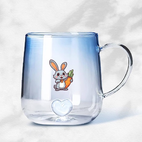 Carrot-Loving Easter Bunny: Cute 2D Design Gradient Glass Mugs