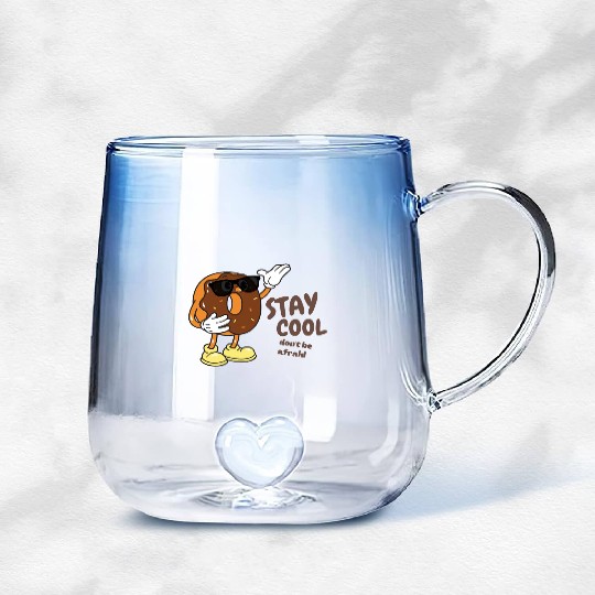 Brown sweet donut , Motivational words ,cartoon Gradient Glass Mugs