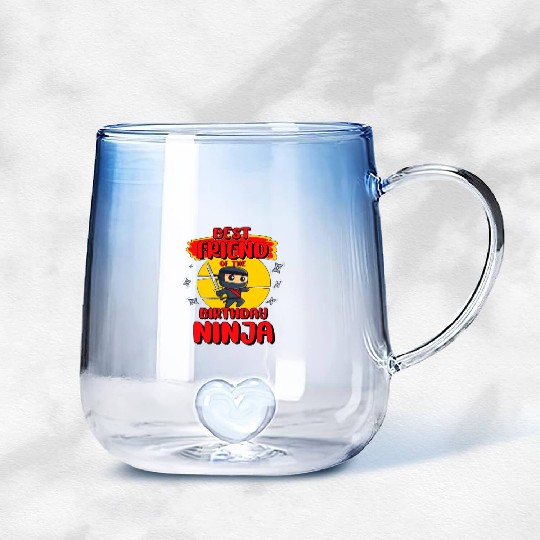 Ninja Birthday Party Friend Of The Birthday Ninja Gradient Glass Mugs