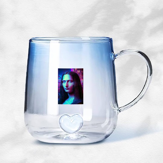 Mona lisa in future Gradient Glass Mugs