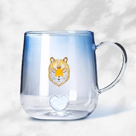 Tiger Face Gradient Glass Mugs