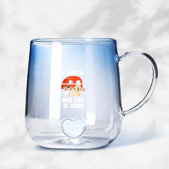 Dog Lover Camping Animal Camper Outdoors Gradient Glass Mugs