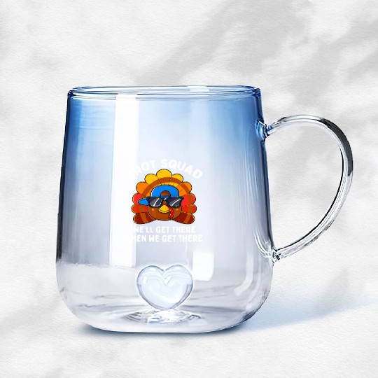 Turkey Trot Squad Funny Thanksgiving Running Costu Gradient Glass Mugs