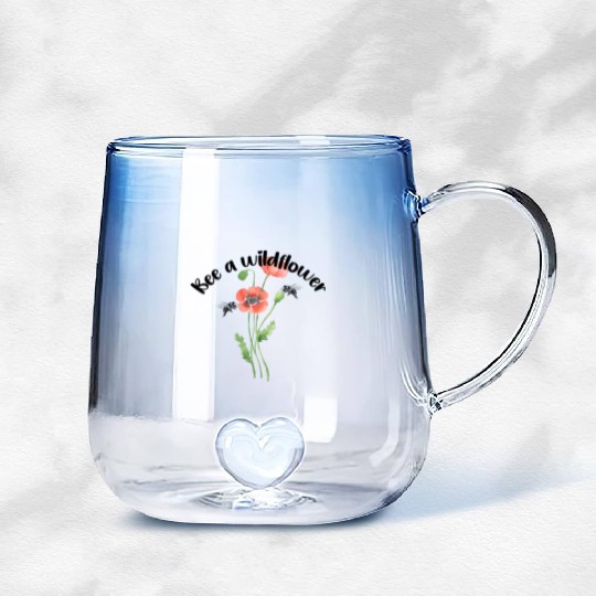 Bee a wildflower, poppies Gradient Glass Mugs