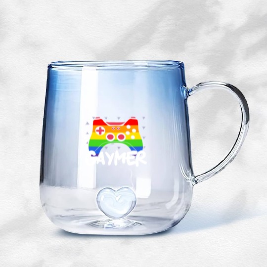 Gaymer Video Game Rainbow Pride Month LGBTQ Gay Gradient Glass Mugs