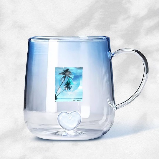 Artistic Catania Italy Palm Tree Vacation Gradient Glass Mugs