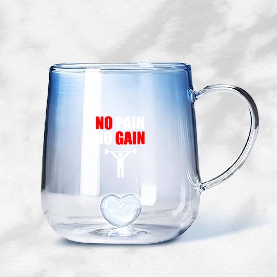 No pain no gain gym quote Gradient Glass Mugs