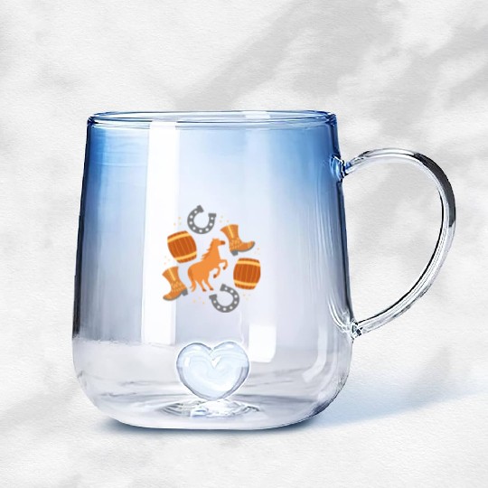 Cowboy Horse Riding Barrel Racing Gradient Glass Mugs