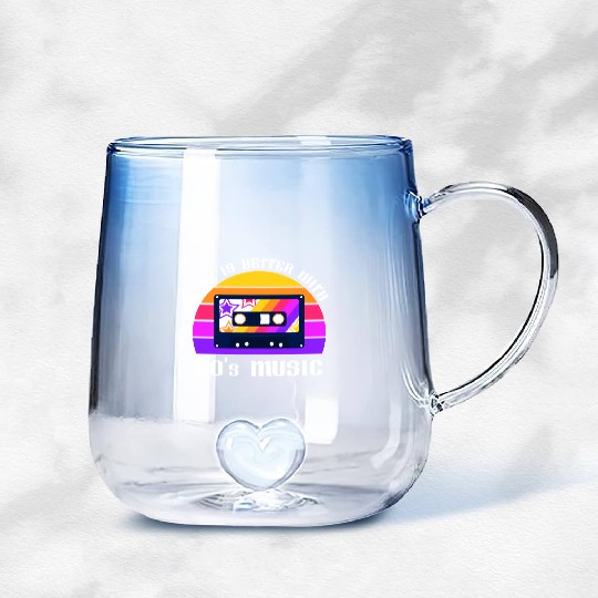 Life Is Better With 80s Music Eighties Vibe Retro Gradient Glass Mugs