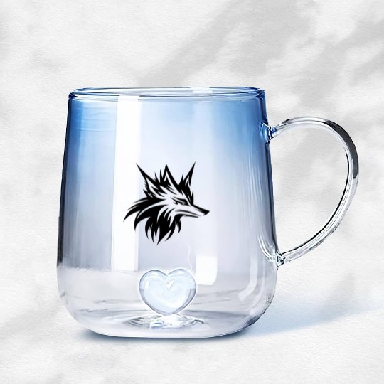 Wild Wolf Head Tattoo Style Portrait Gradient Glass Mugs