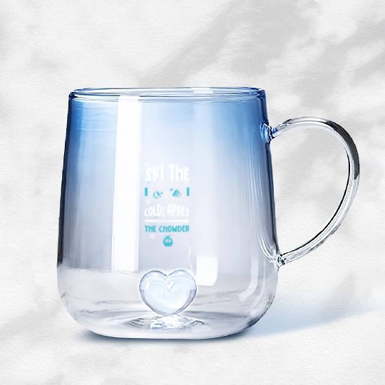 Ski the cold, apres the chowder Gradient Glass Mugs