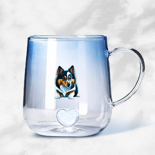 Shetland sheepdog puppy Gradient Glass Mugs