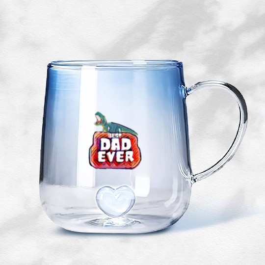 Best Dad Ever trex papa Gradient Glass Mugs