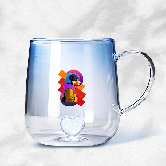 Retro Chic Meets Punk Edge: The Schnauzer Style Gradient Glass Mugs