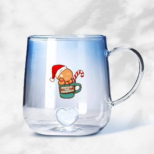 Sweet But Twisted Christmas Candy Cane Gingerbread Gradient Glass Mugs