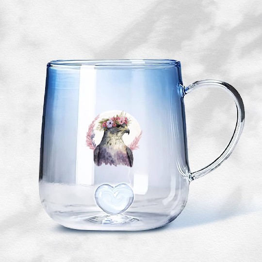 Falcon Birds Of Prey Flower Crown Floral Bird Watc Gradient Glass Mugs
