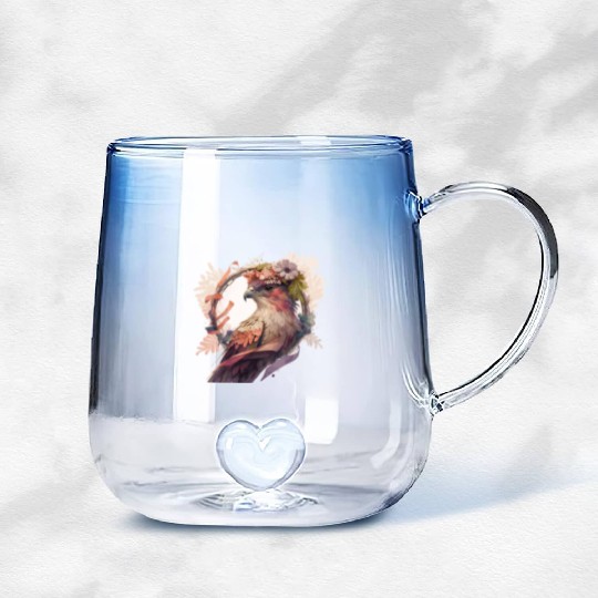 Birds Of Prey Kite Bird Flower Crown Floral Gradient Glass Mugs
