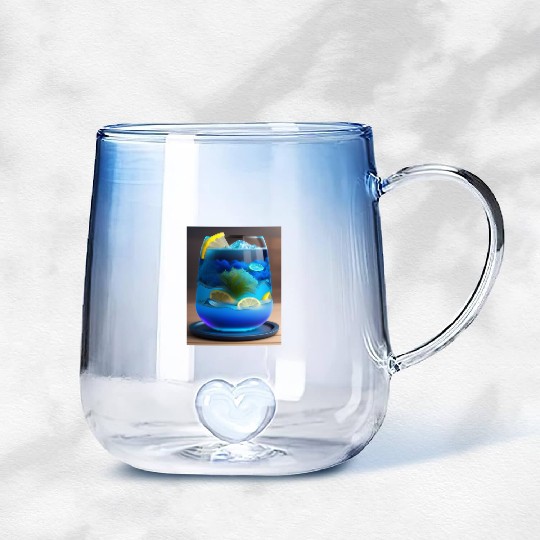 Electric Blue Lemonade Gradient Glass Mugs