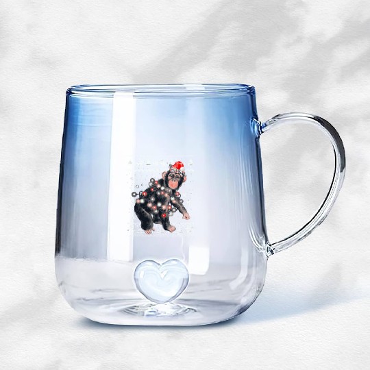 Chimpanzee Monkey Ugly Pajama Monkey Gradient Glass Mugs