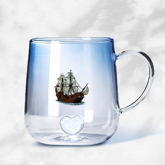 Columbus Day 1492 Ship Gradient Glass Mugs