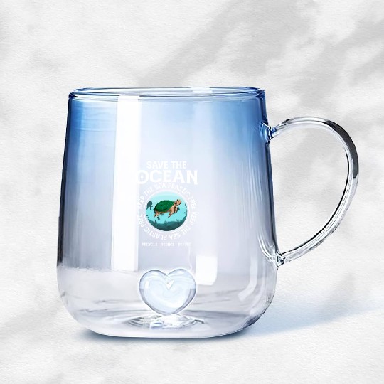 Save The Ocean Keep The Sea Plastic Free Turtle Gradient Glass Mugs