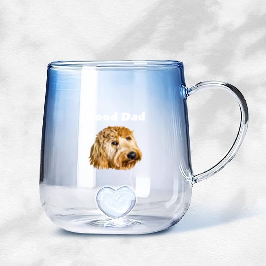 Dood Dad Goldendoodle Gradient Glass Mugs