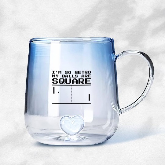 I'm so retro my balls are square, Old School Gamer Gradient Glass Mugs