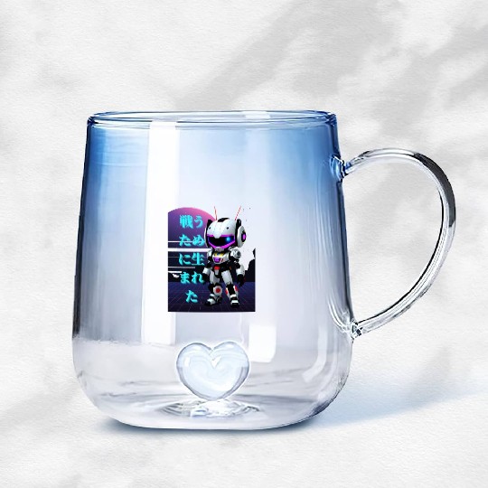 Chibi Mecha: A Cute Cyberpunk Design 3 Gradient Glass Mugs