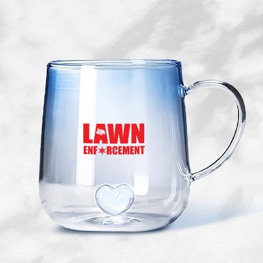 Funny Lawn Enforcement Outfit Grass Cutting Gradient Glass Mugs