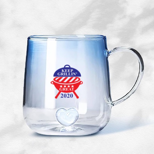 Keep Grillin Great 2020 Guys Republican Funny Gift Gradient Glass Mugs