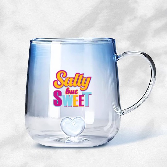 Salty But sweet Funny Typography Design Gradient Glass Mugs