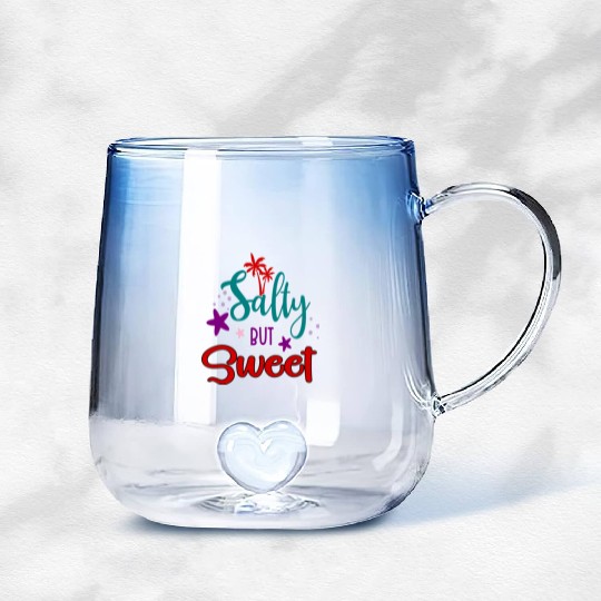 Salty but sweet Funny Beach Design Summer humor Gradient Glass Mugs
