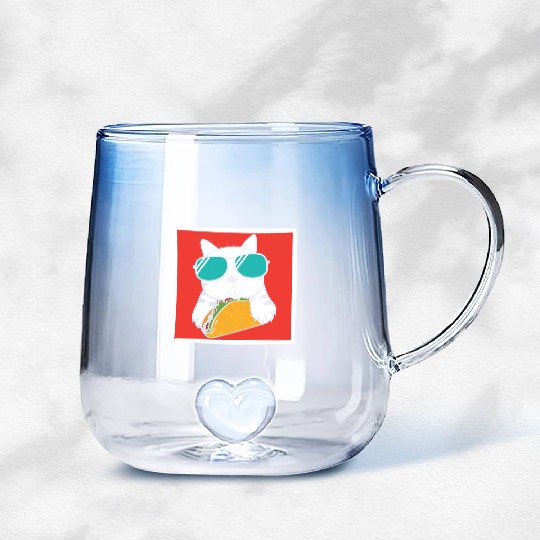 Cool Cat Taco Lover Gradient Glass Mugs