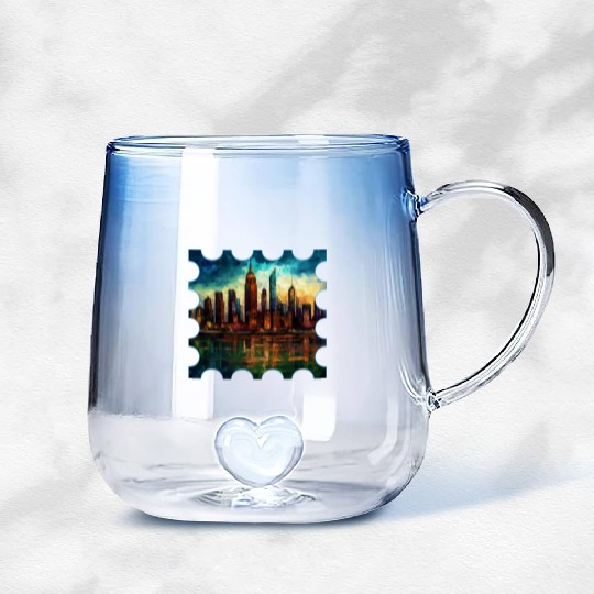 New York skyline Reverie A Symphony of Dreams Gradient Glass Mugs