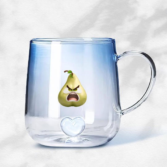 A pear with angry face cartoon style Gradient Glass Mugs