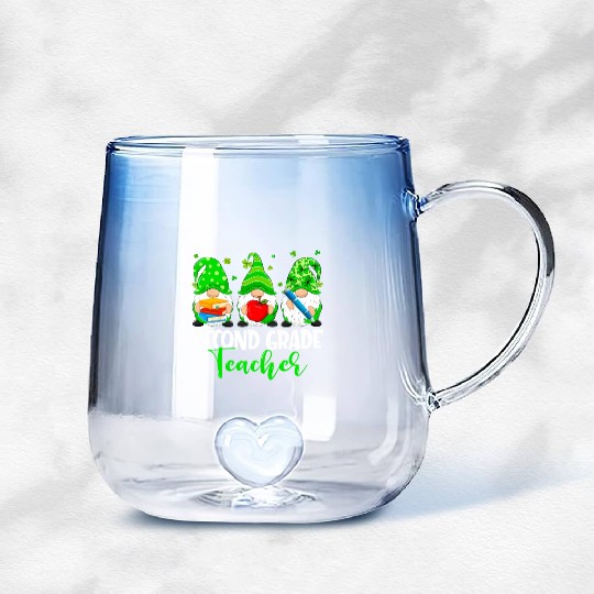 Gnomes 2Nd Grade Teacher Squad St Patricks Day Sch Gradient Glass Mugs