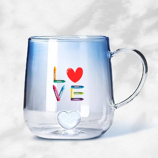 Pre-K Teacher Preschool Day Love Teachers Crayon Gradient Glass Mugs
