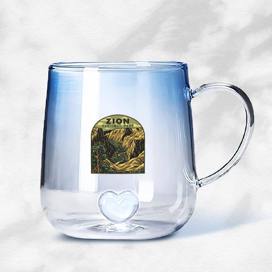 zion national park Gradient Glass Mugs